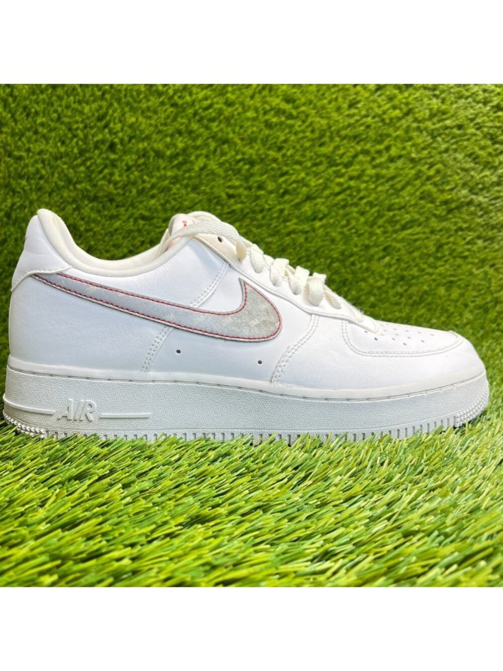 Nike Air Force 1 '07 3M Mens Size 8 White Gray Athletic Lifestyle Shoes Sneakers